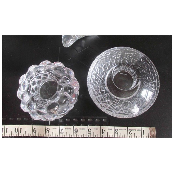 2 Orrefors Crystal Votive Candle Holders: DISCUS + RASPBERRY ~ 🕯️🕯️ ~Mint ~~ - Picture 1 of 2
